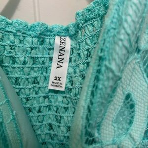 Zenana light teal lace bralette tank top